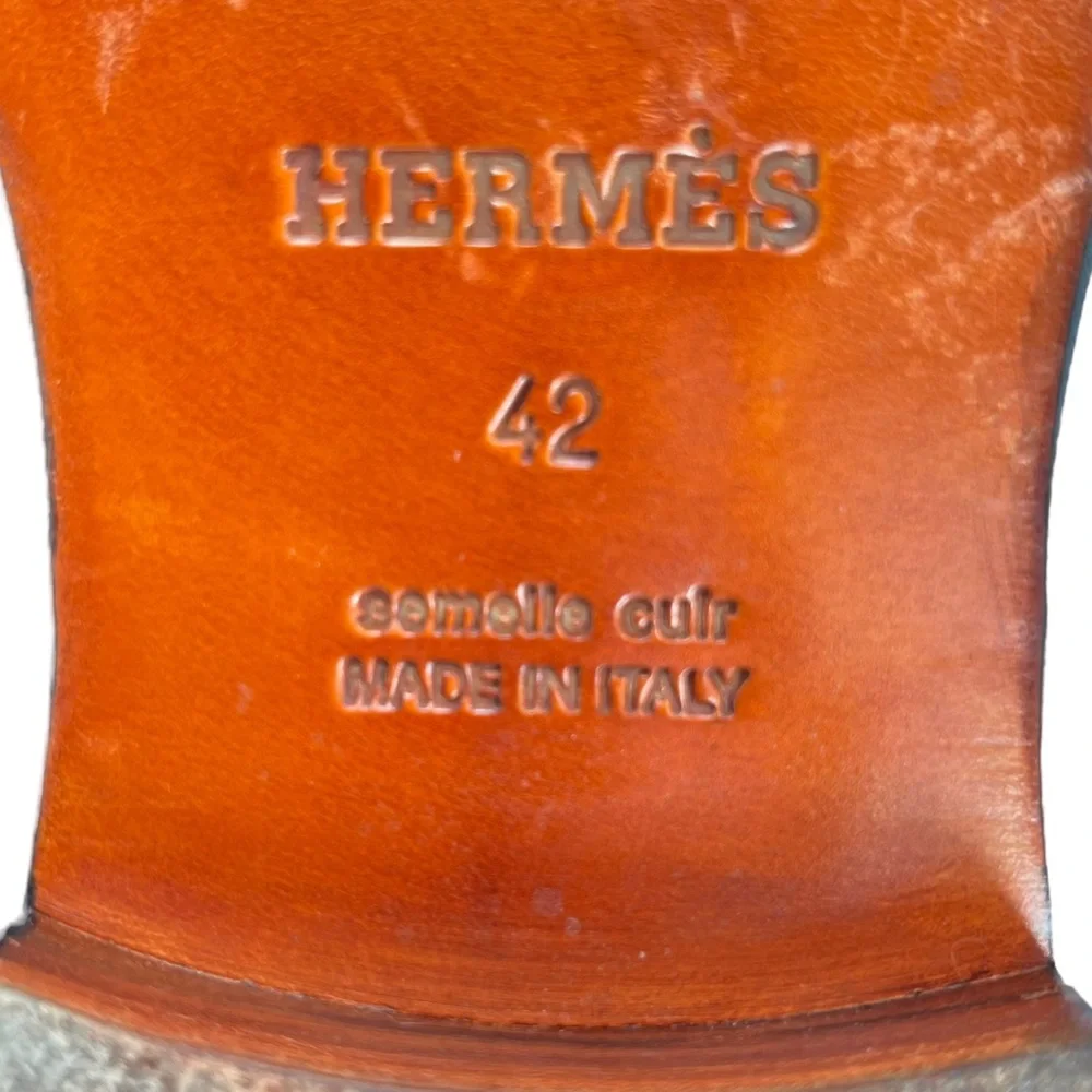 Hermès Men’s 42 Double Monk Strap Black Calfskin Dress Shoes Silver‎ Buckles